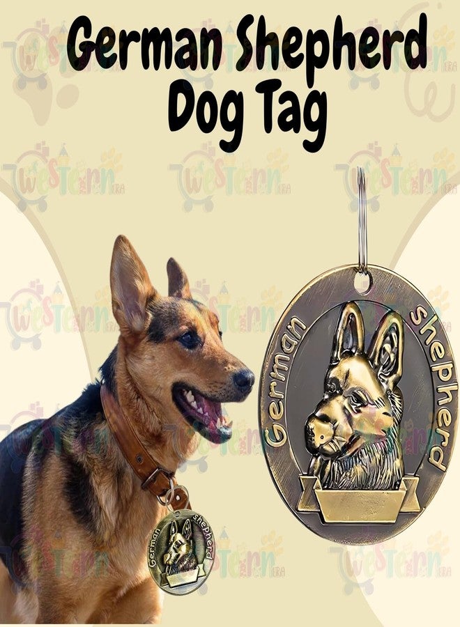 Western Era German Shepard Bronze Tag with Dog Face Engraved - Durable Metal Pet ID Tag, Stylish, Sturdy, Long-Lasting, Scratch-Resistant, Lightweight, Attach to Dog Collar for Added Style & Security - Image 2